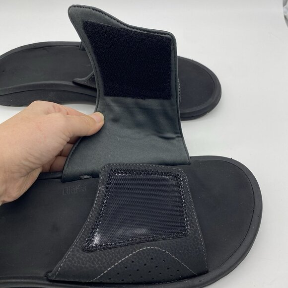 OluKai Nalu Slide Sandals Men's Size 12 Black Water Resistant 10332-4040 - Picture 5 of 12